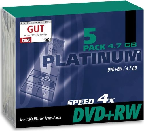 DVD+RW Platinum 4.7 GB 5er Pack Slim Case 4x