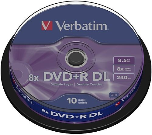 DVD+R DL Verbatim Double Layer Rohling 8,5 GB 10er Spindel