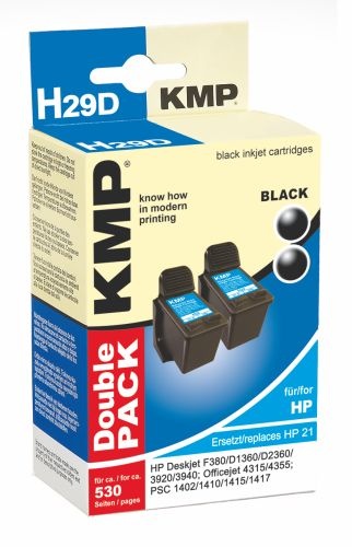 Tinte HP C9351AE No. 21 Doppelpack kompatibel KMP H29D