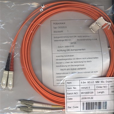 LWL-Kabel 2*SC-Steckern 5m SC-LC MM 50�