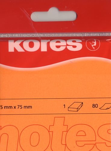 Haftnotiz 75x75 mm 100 Blatt neon-orange KORES N47074
