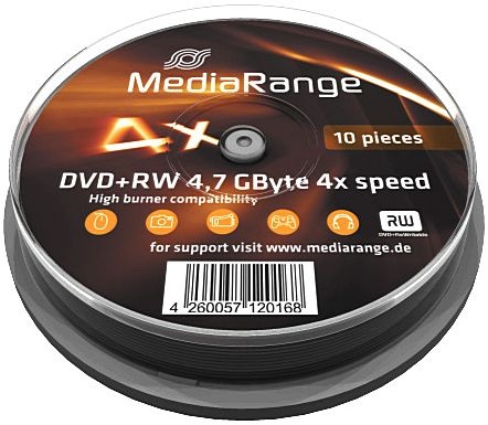 DVD+RW Mediarange 4.7 GB 10er Spindel 4x