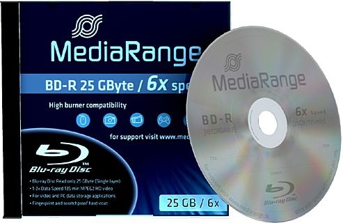 Blu-Ray-Disk BD-R 25 GB 6x Mediarange Jewel Case  EINZELN