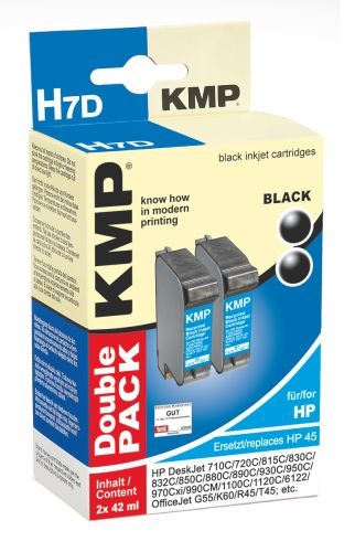 Tinte HP51645A HP 8xx schwarz KMP H7D Doppelpack