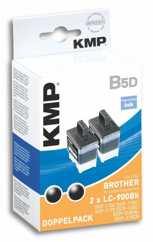Tinte Brother LC900-BK schwarz DoublePACK kompatibel KMP B5D