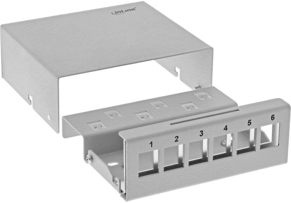 PatchPanelDose 6x Keystone RJ45 Metall, lichtgrau RAL7035 Lauscha