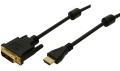 Monitor-Kabel HDMI-DVI S-S 3m mit 2x Ferrit bidirektional