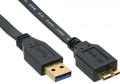 Kabel USB 3.0 0.5m A an Micro B schwarz Flachkabel
