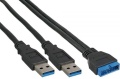 USB-Kabel 3.0 2x A-Stecker auf Pfostenanschluss 19pol