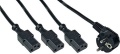 Kaltgeräte-Y-Kabel mit 3 Buchsen ca. 1.8m schwarz