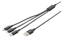 USB-Kabel Ladekabel 3-in-1 1m Digitus auf für Lightning