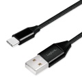 USB-Kabel 2.0 C-Stecker an A-Stecker ca. 1m, Schwarz, Stoff