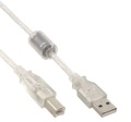 USB-Kabel 2.0 A-B 5m Druckerkabel mit Ferritkern transparent