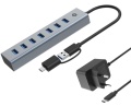 USB-Hub (USB 3.2) Type-C/A an 7x USB-A mit NT