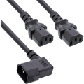 Kaltger&auml;te-Verl&auml;ngerung mit 1 Buchse gewinkelt an 2 Stecker
