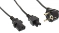 Kaltgeräte-Kabel mit 1x Kaltgeräte-Buchse und 1x 3pol.