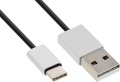 Kabel USB 2.0 1m C Stecker an A Stecker, schwarz/Alu